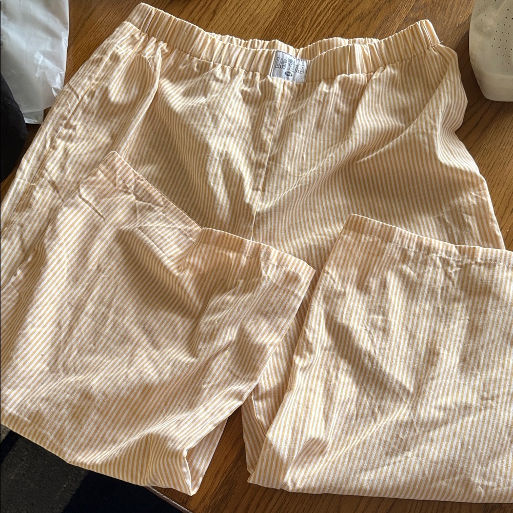 SHEIN Cream Striped Wide Leg Pants